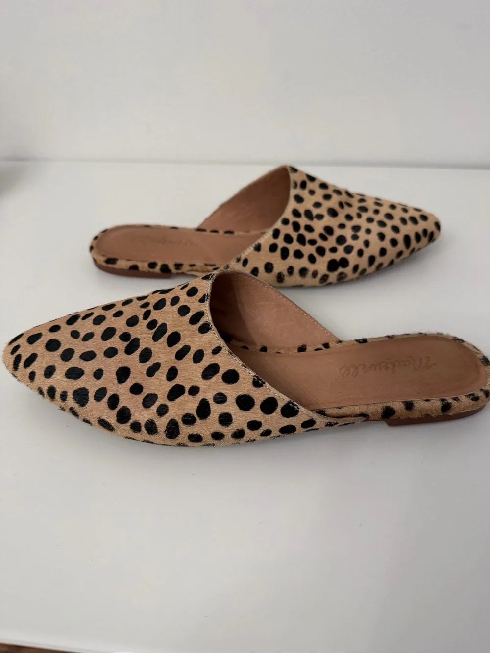Madewell Leopard-Print Pointed Slip-On Mules in Tan and Black Size 7.5 - Picture 5 of 10
